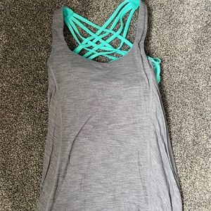 Grey/Tourquoise Lululemon tanktop w/ sports bra